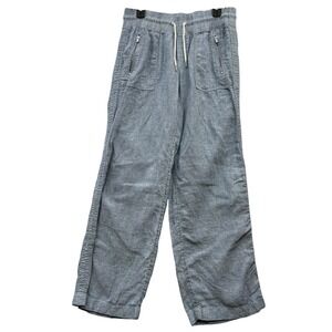 Athleta Women's Cabo Linen Wide Leg Pants Blue Casual Vacation Summer Resort 8